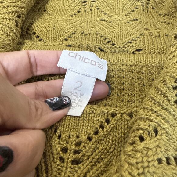 Chico's Womens Sweater Size 2 or Large Yellow Knit Turtle Neck Sweater - Picture 5 of 8